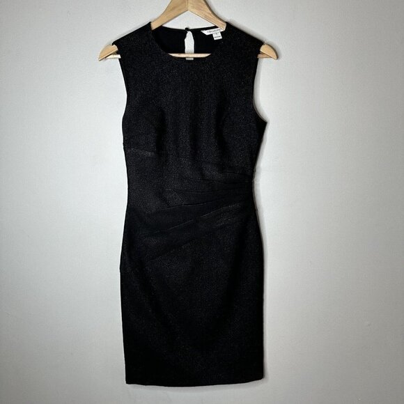 Diane Von Furstenberg Glennie Sheath Sleeveless Black Metallic Stretch Dress 4 - Picture 5 of 16